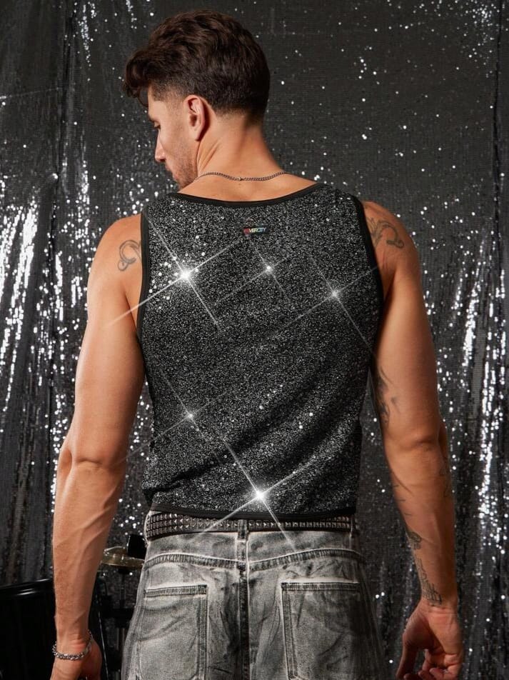 Crystal City Mans Knitted Fashionable Casual Loose Tank Top ,